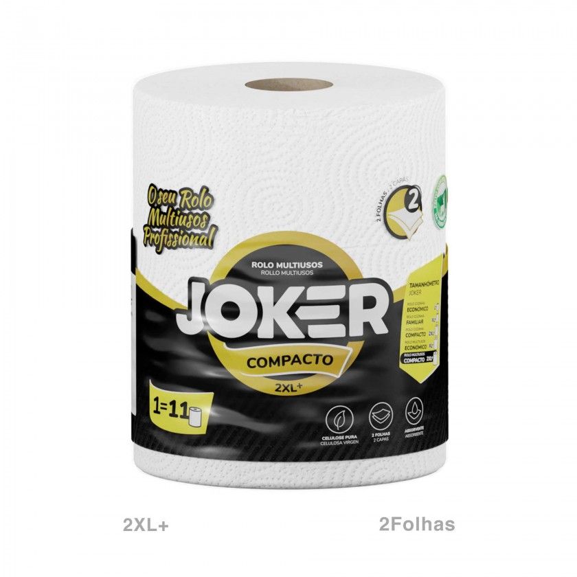 Rolo Papel Multiusos Joker Compacto 1=11 2 Folhas 2XL+