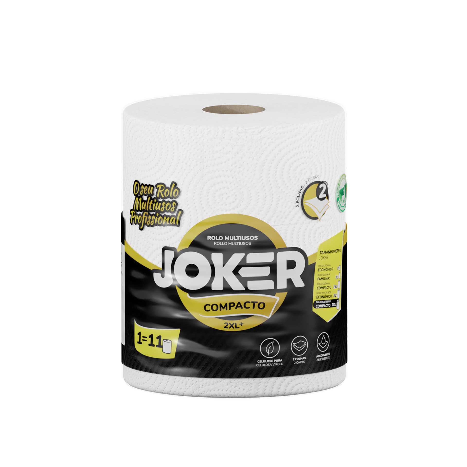 Rolo Papel Multiusos Joker Compacto 1=11 2 Folhas 2XL+