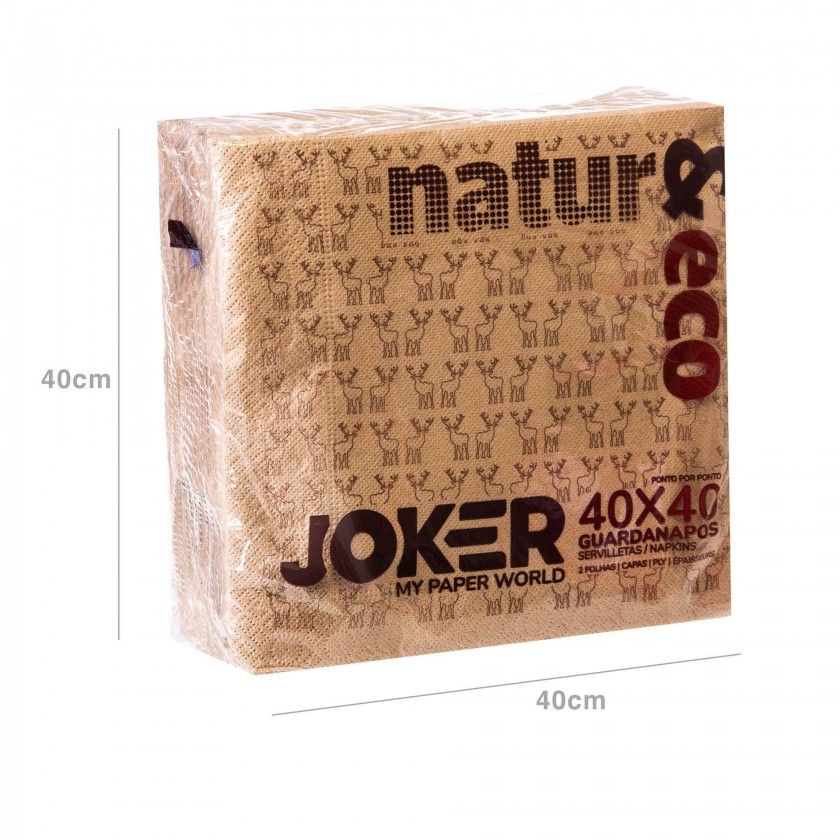 Guardanapo Joker Natur&Eco 2 Folhas Bege 40X40cm Pack 50 Guardanapo Joker Natur&Eco 2 Folhas Bege 40X40cm Pack 50