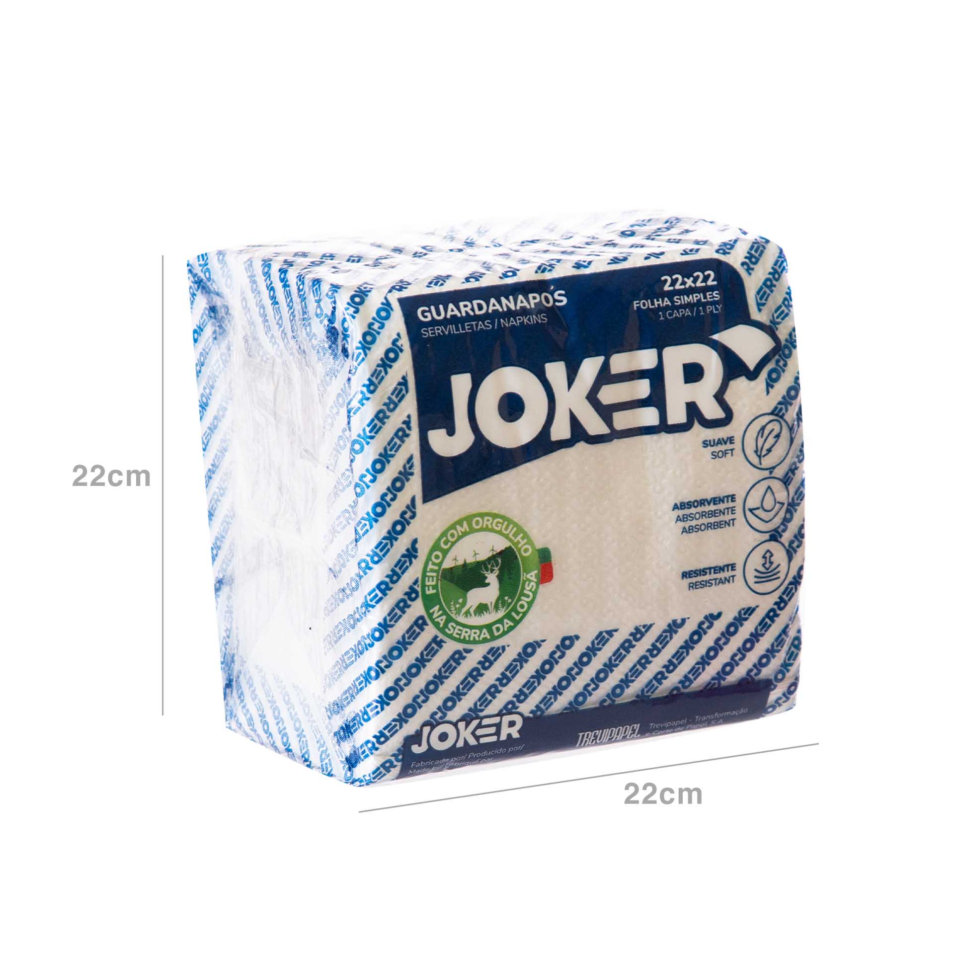 Guardanapo Joker Cocktail 1 Folha Branco 22X22cm Pack 100