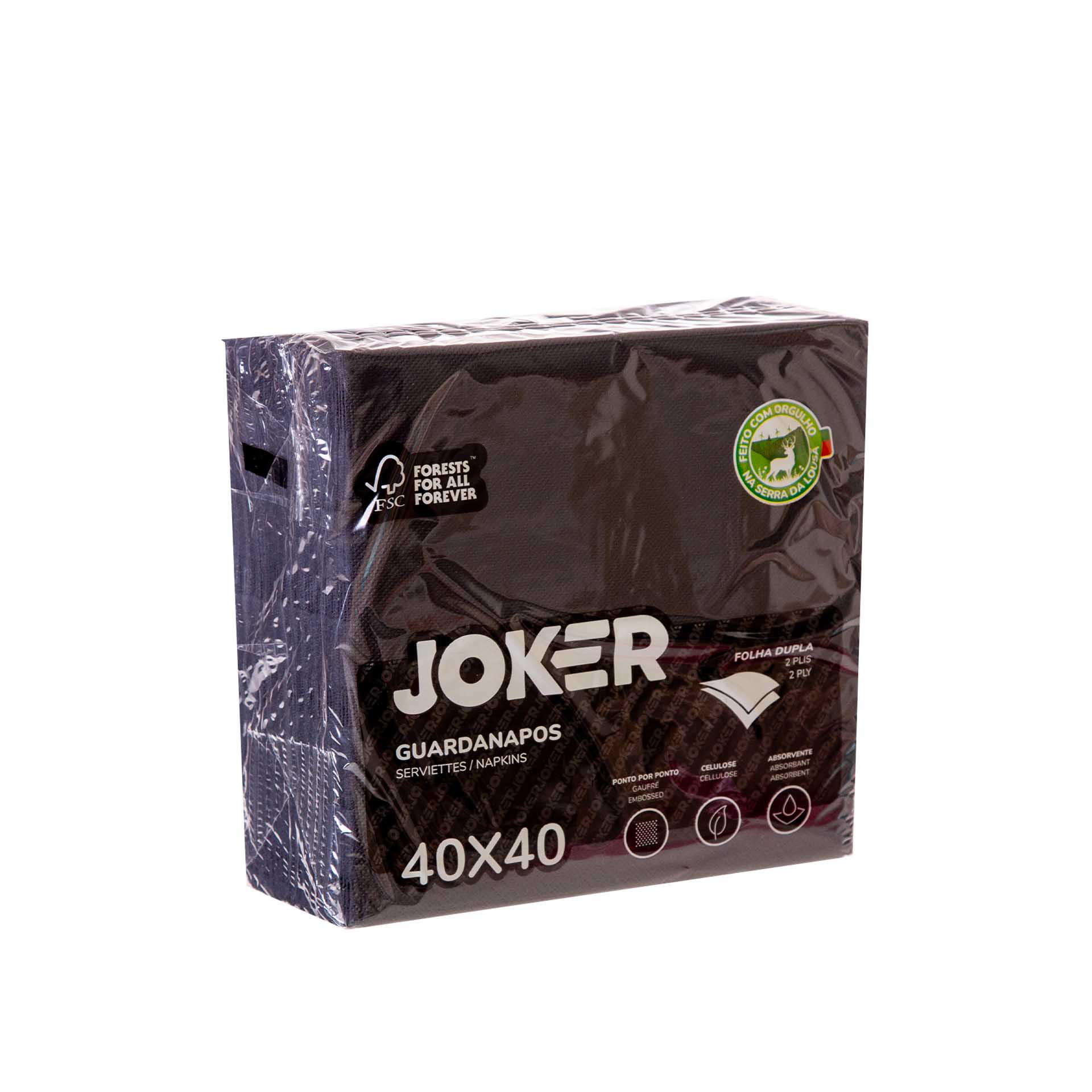 Guardanapo Joker 2 Folhas Preto 40X40cm Pack 50