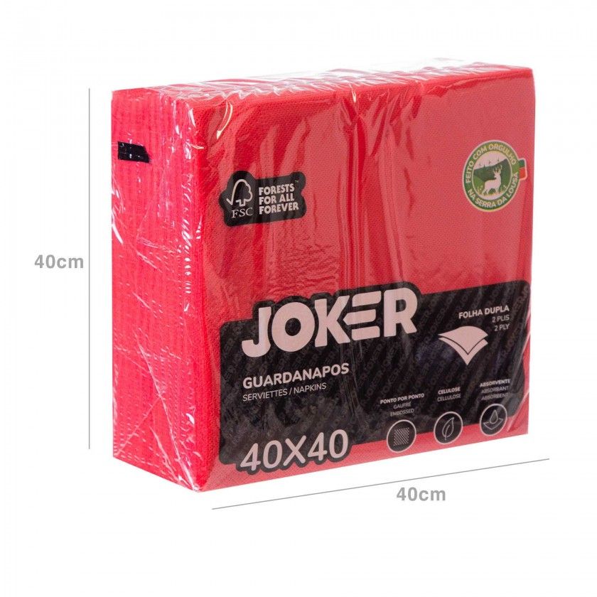Guardanapo Joker 2 Folhas Vermelho 40X40cm Pack 50 Guardanapo Joker 2 Folhas Vermelho 40X40cm Pack 50