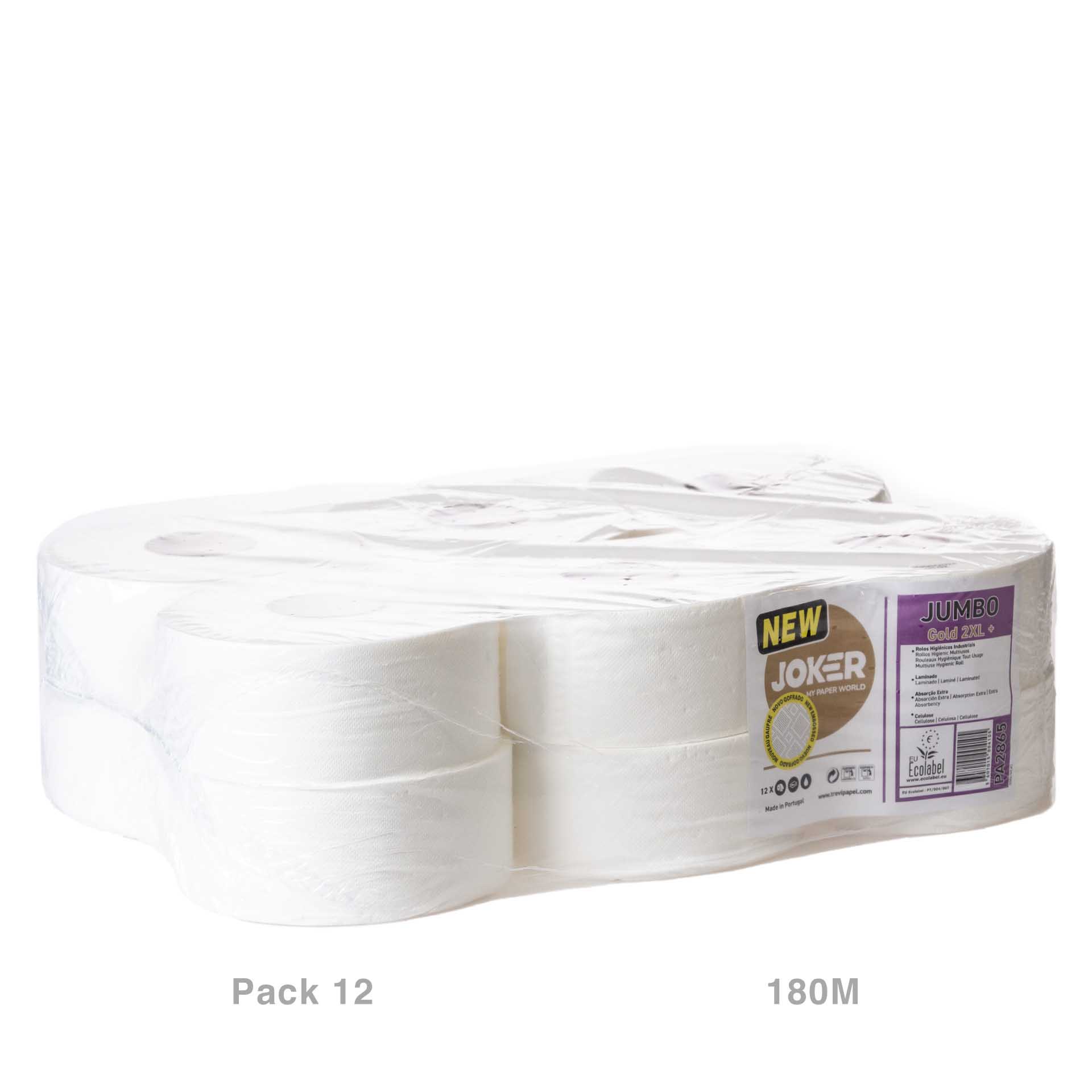 Rolo Papel Higiénico Jumbo 600 Serviços 180m Pack 12