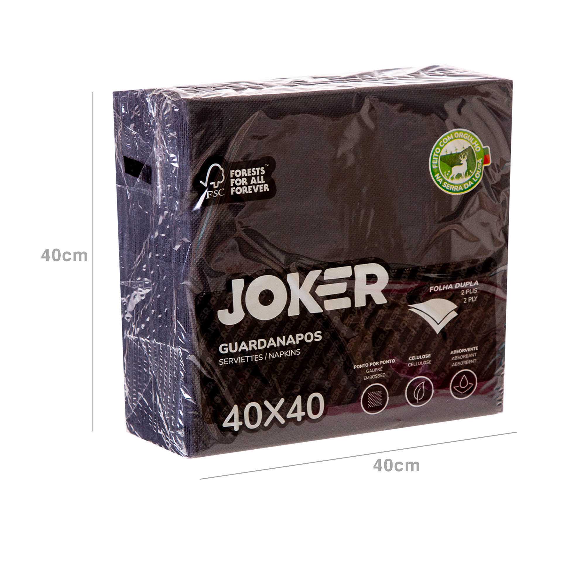 Guardanapo Joker 2 Folhas Preto 40X40cm Pack 50