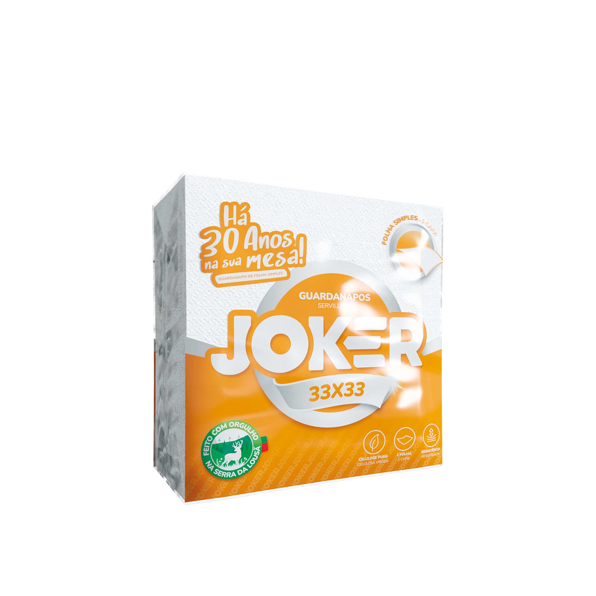 Guardanapo Joker 1 Folha Branco 33X33cm Pack 60