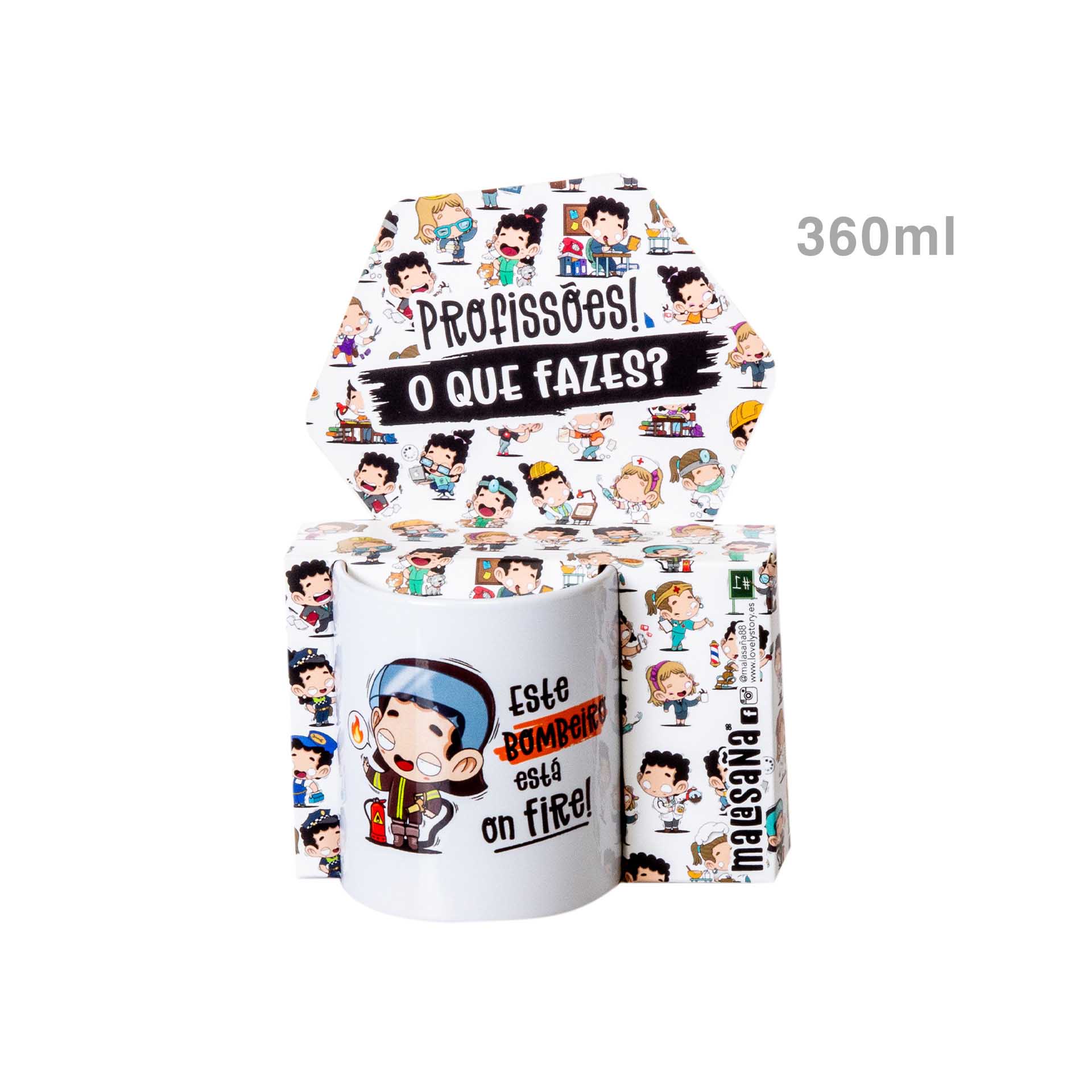 Caneca Profissões "Bombeiro" 360ml