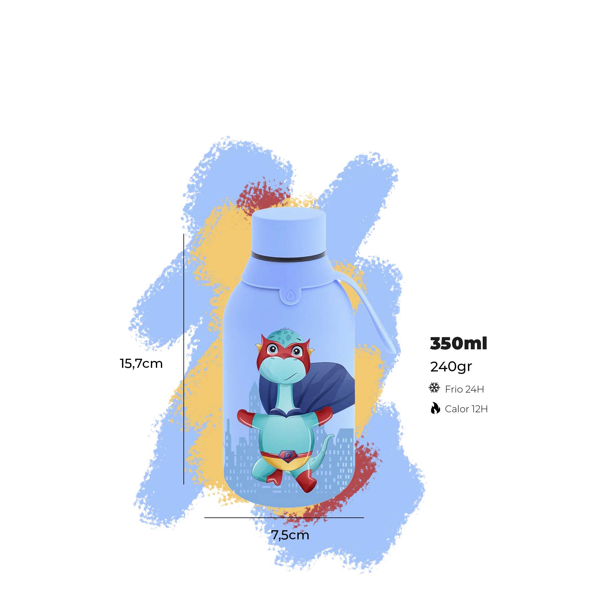 Garrafa Água Inox Sky Super Dino 350ML