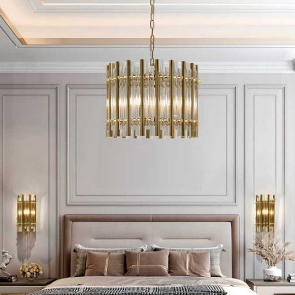 Candeeiro Teto Chloe Dourado 45X35X120cm
