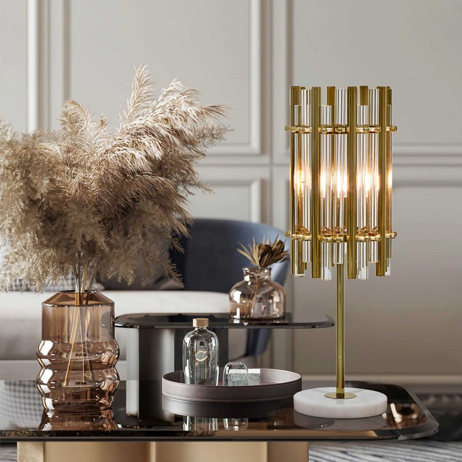 Candeeiro Mesa com Abatjour Chloe Dourado 19.6X59.5cm