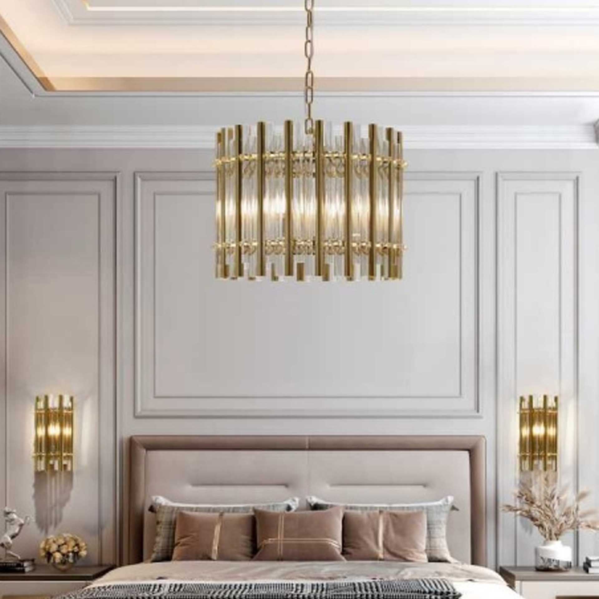 Candeeiro Teto Chloe Dourado 45X35X120cm