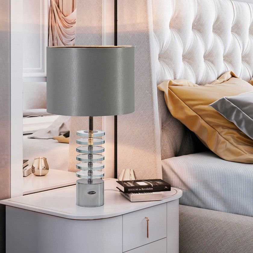 Candeeiro Mesa com Abatjour Metis Prateado 30X55cm