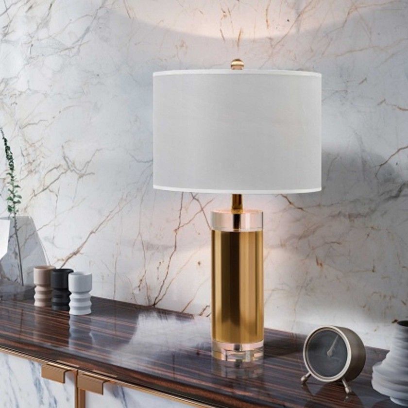 Candeeiro Mesa com Abatjour Metanira Dourado 38X70cm Candeeiro Mesa com Abatjour Metanira Dourado 38X70cm