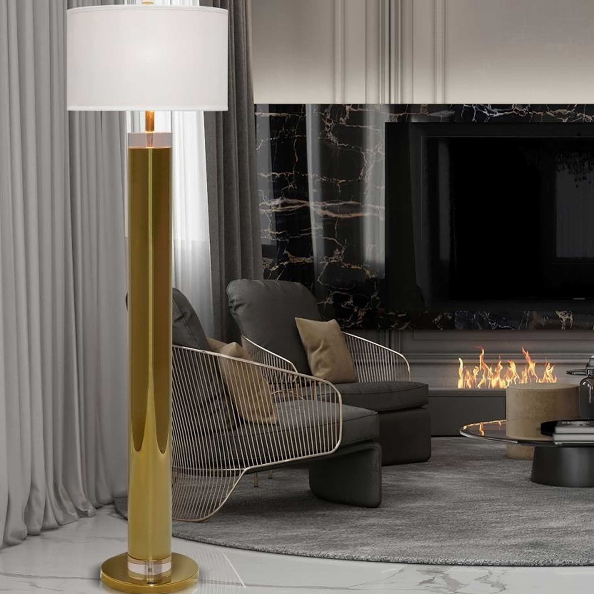 Candeeiro Chão com Abatjour Metanira Dourado 45X165cm