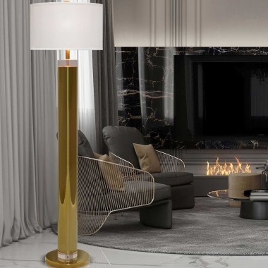 Candeeiro Ch�o com Abatjour Metanira Dourado 45X165cm