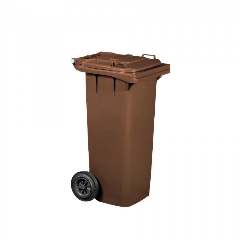 Contentor Lixo Com Rodas Castanho 80l 50X46X92cm