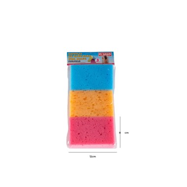Esponja Banho 12X8X3.5cm Pack 3