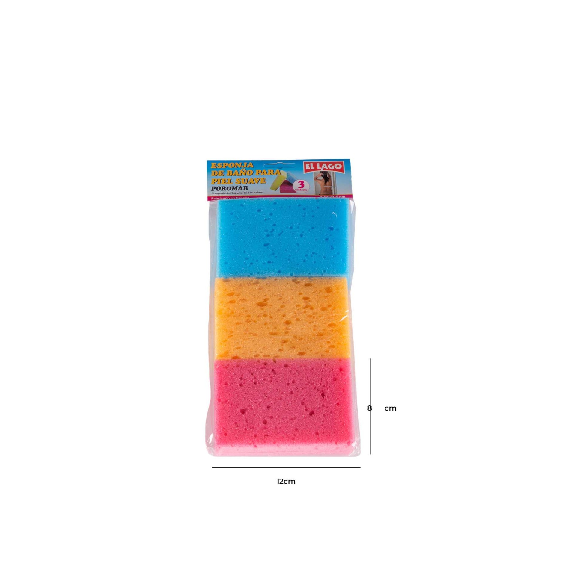 Esponja Banho 12X8X3.5cm Pack 3