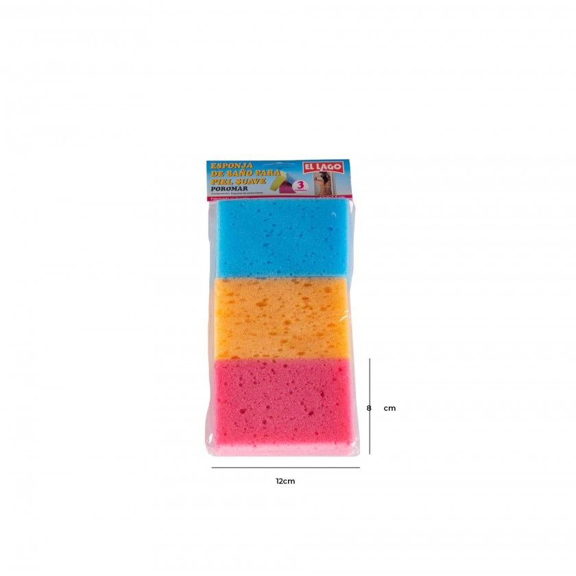 Esponja Banho 12X8X3.5cm Pack 3 Esponja Banho 12X8X3.5cm Pack 3