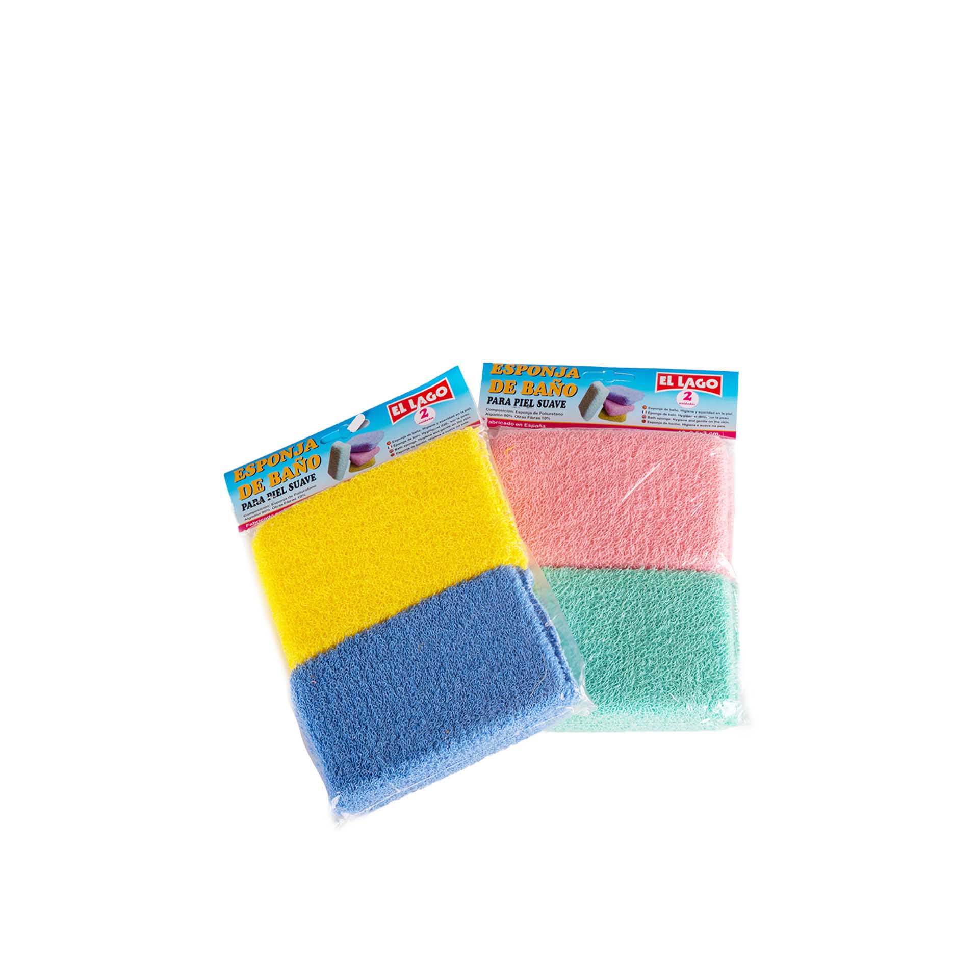 Esponja Banho 13X8.5X3cm Pack 2