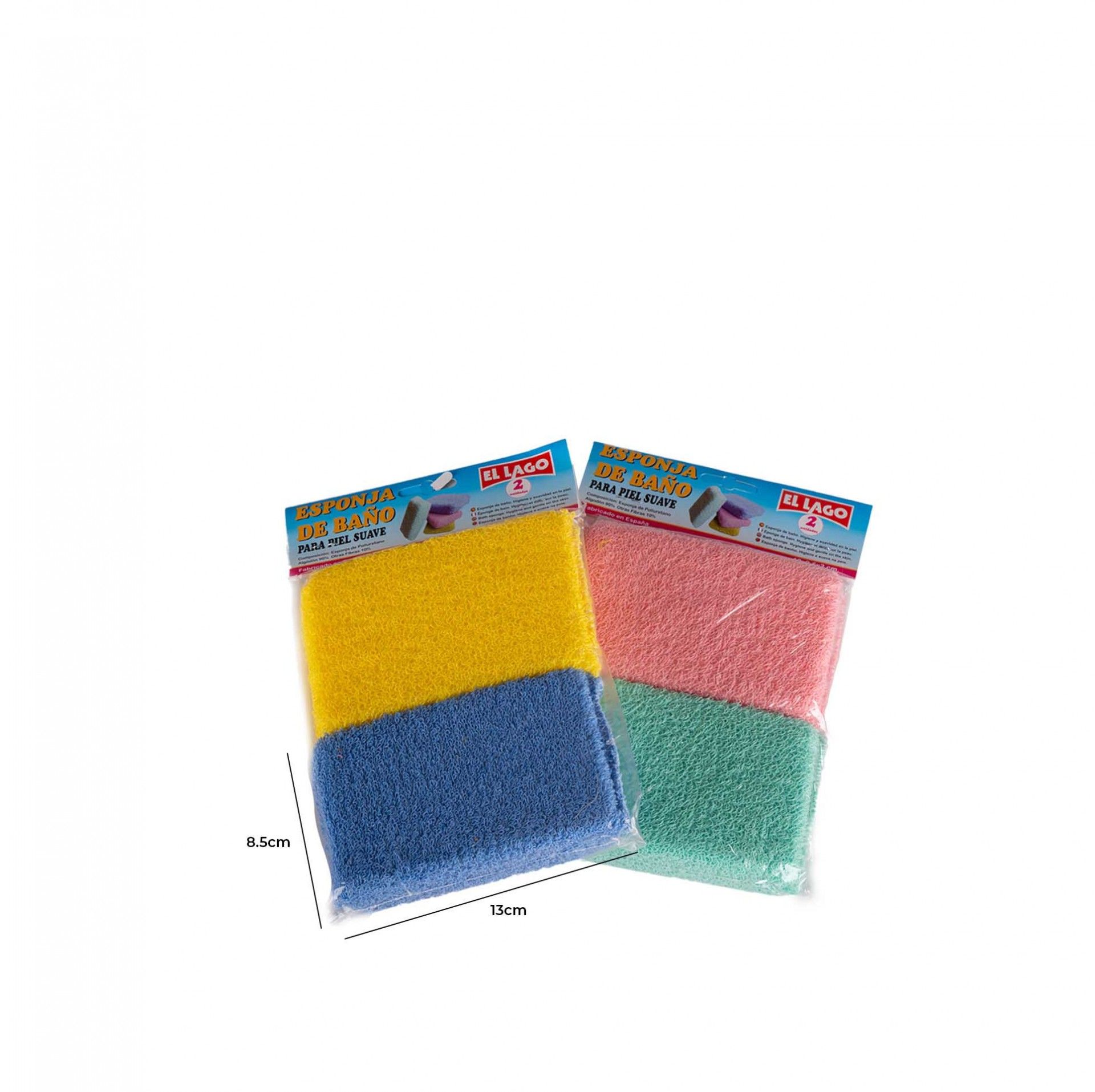 Esponja Banho 13X8.5X3cm Pack 2