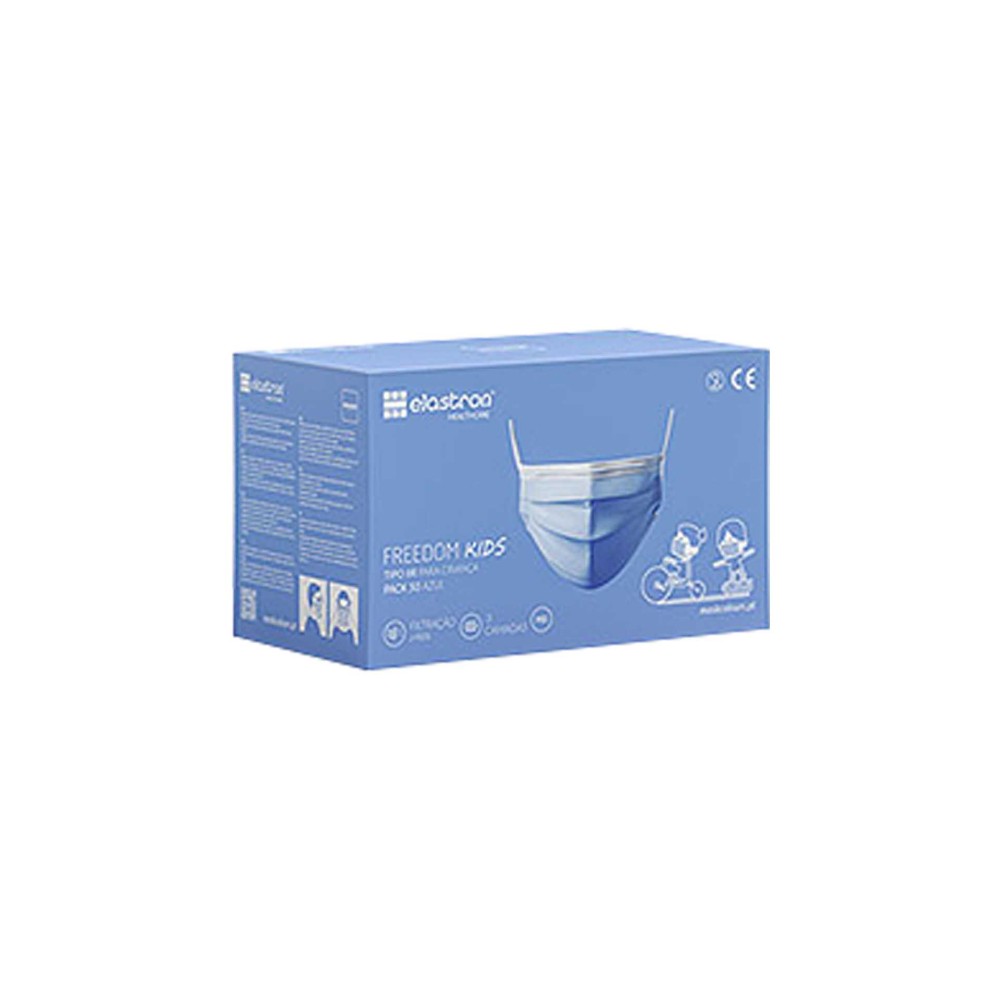 MASCARA DESCARTAVEL FREEDOM IIR KIDS AZUL PACK 50
