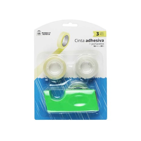 Fita Cola com Desenrolador Colorido 18mmx20m Pack 3 - Image product