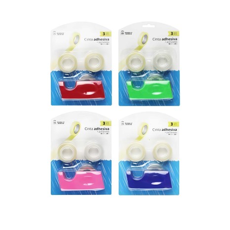 Fita Cola com Desenrolador Colorido 18mmx20m Pack 3 - Image product