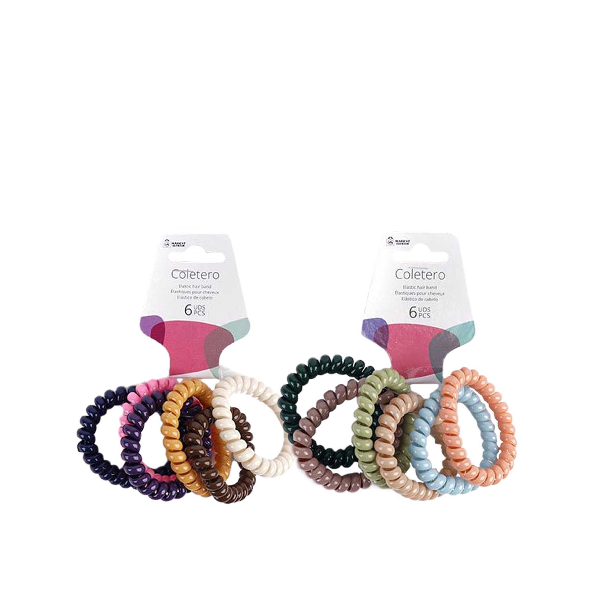 Elástico Cabelo Plástico Espiral Cores Sortidas Pack 6