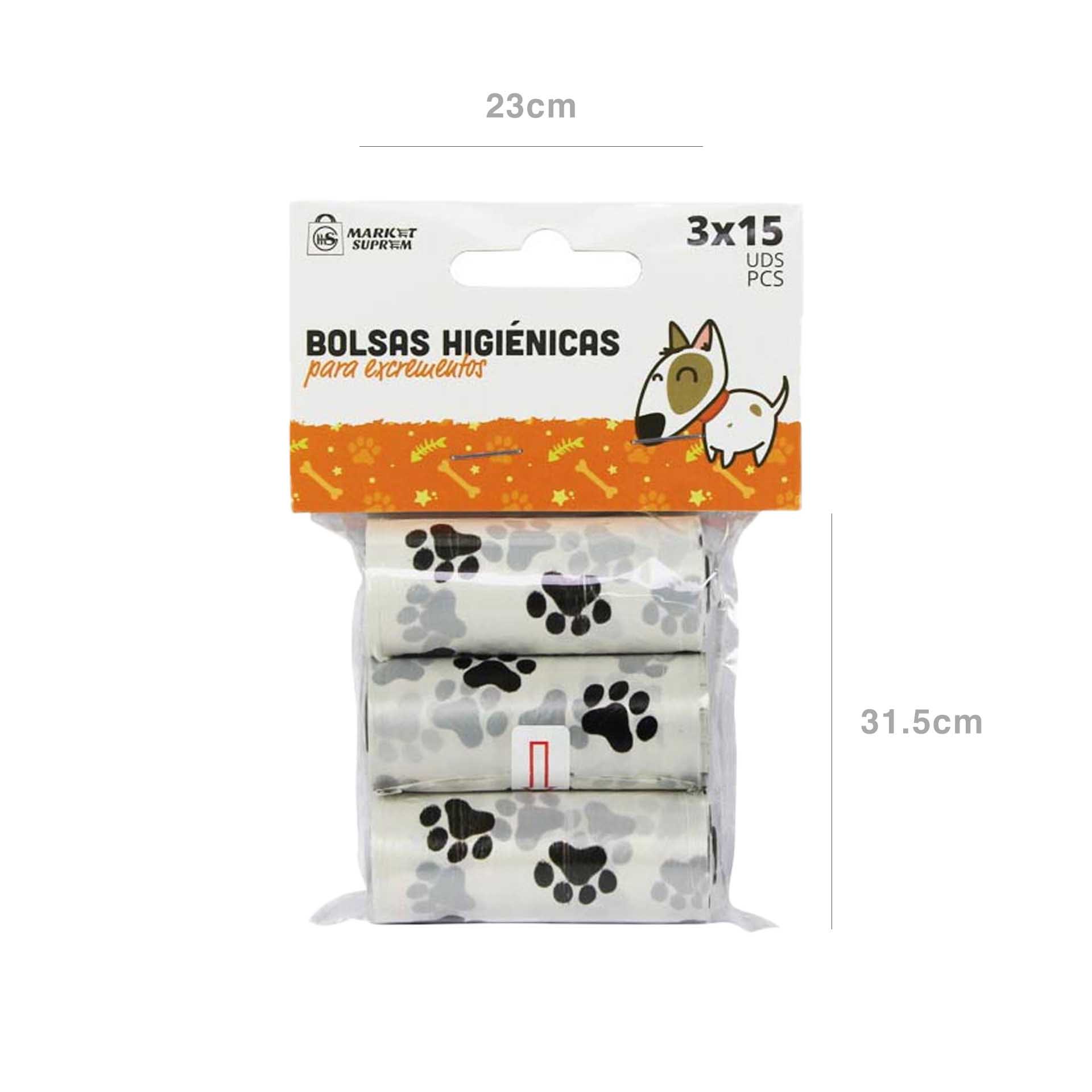 Saco para Excrementos 31.5X23cm 3X15 Unidades