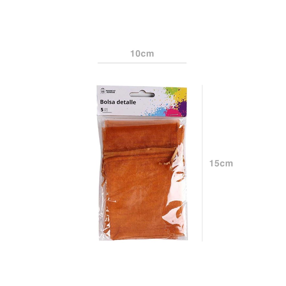 Saco Organza Laranja 10X15cm Pack 5
