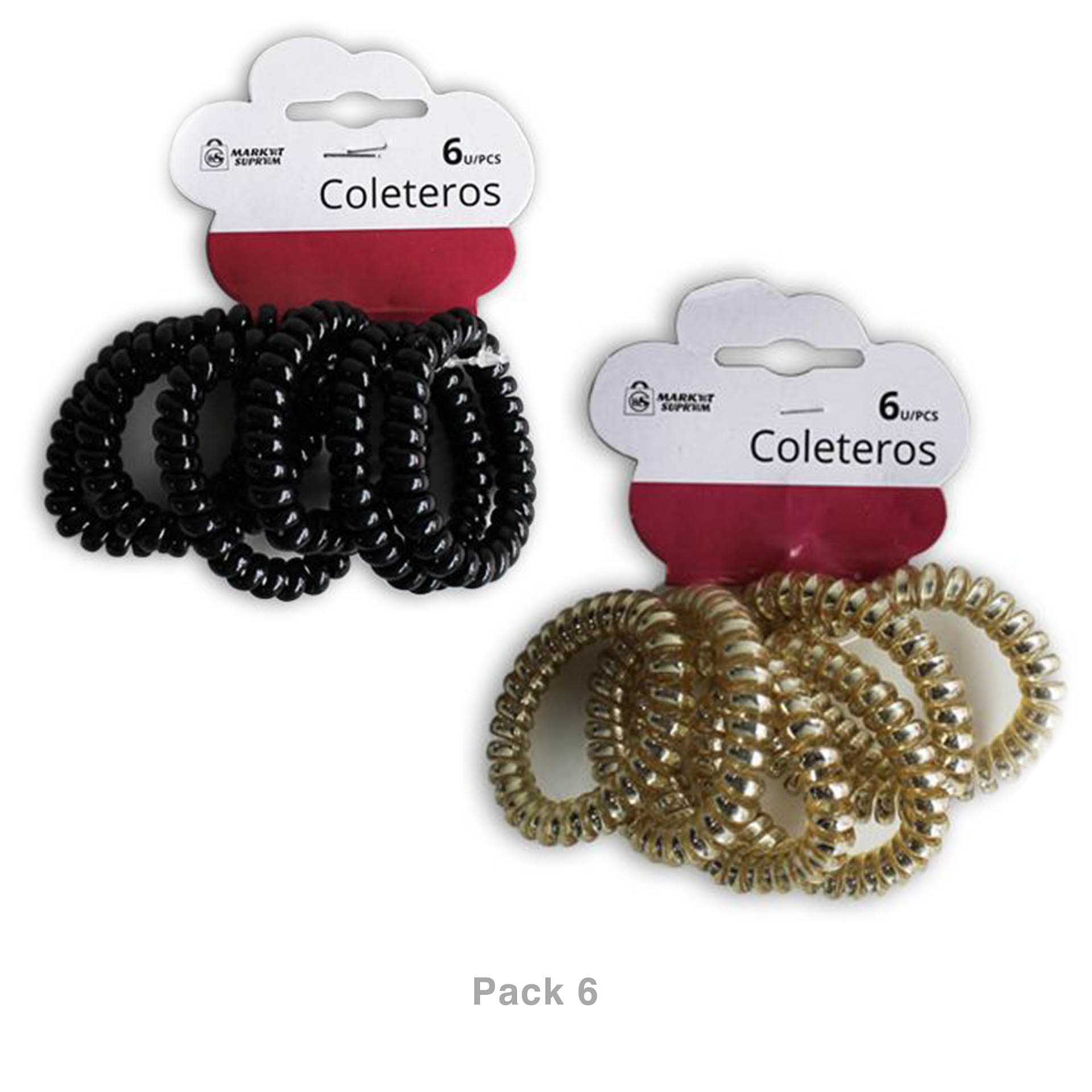 Elástico Cabelo Plástico Espiral Cores Sortidas Pack 6