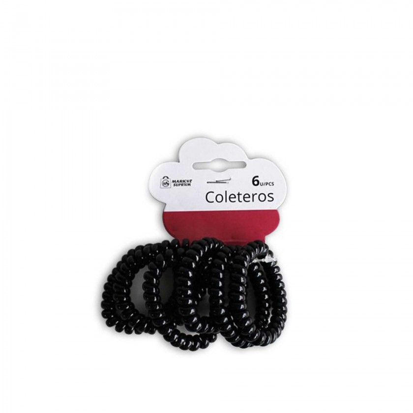Elástico Cabelo Plástico Espiral Cores Sortidas Pack 6 Elástico Cabelo Plástico Espiral Cores Sortidas Pack 6