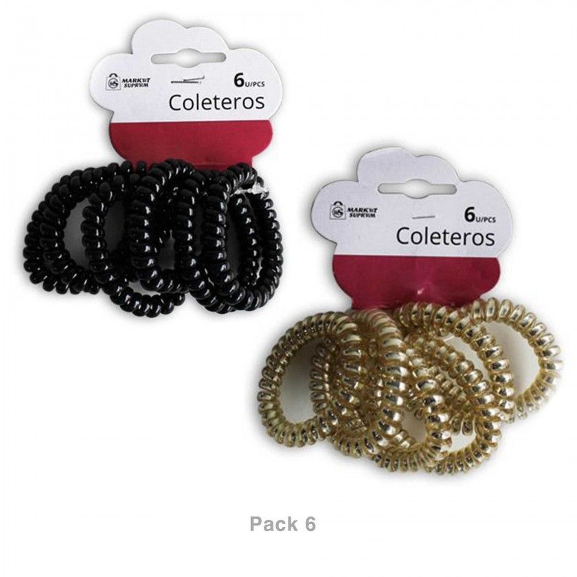 Elástico Cabelo Plástico Espiral Cores Sortidas Pack 6 Elástico Cabelo Plástico Espiral Cores Sortidas Pack 6