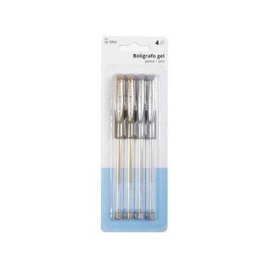 Caneta Gel Dourado / Prateado Pack 4