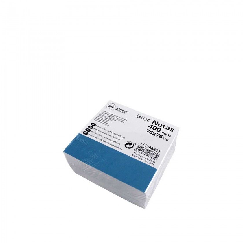 Bloco Notas Adesivas Market Suprem Branco 400 Folhas 7.6X7.6cm