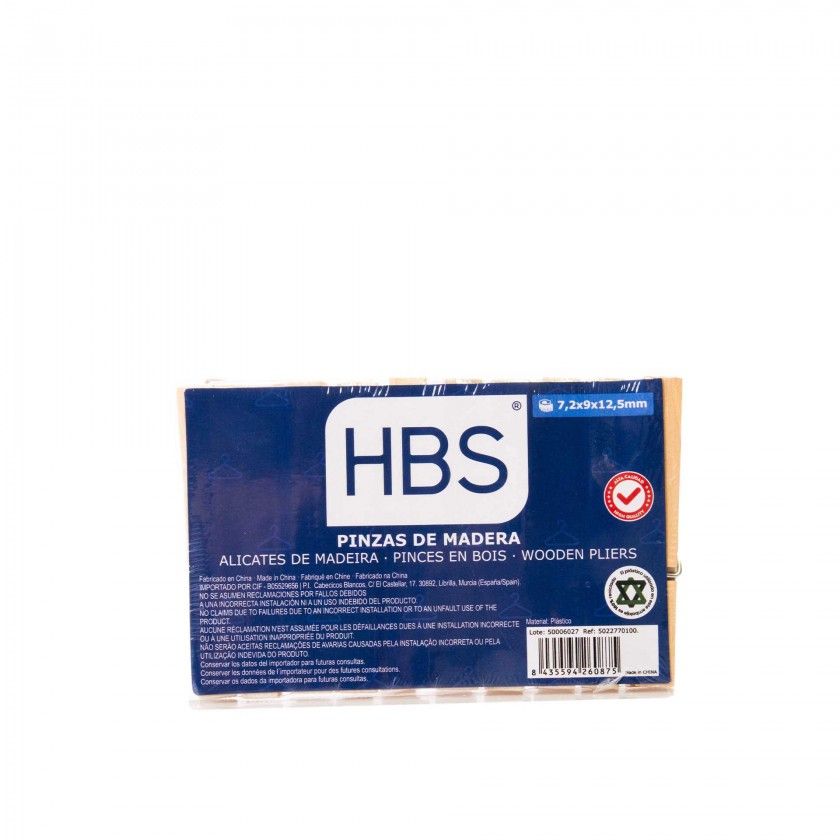 Mola Roupa Madeira 1X7.2cm Pack 20