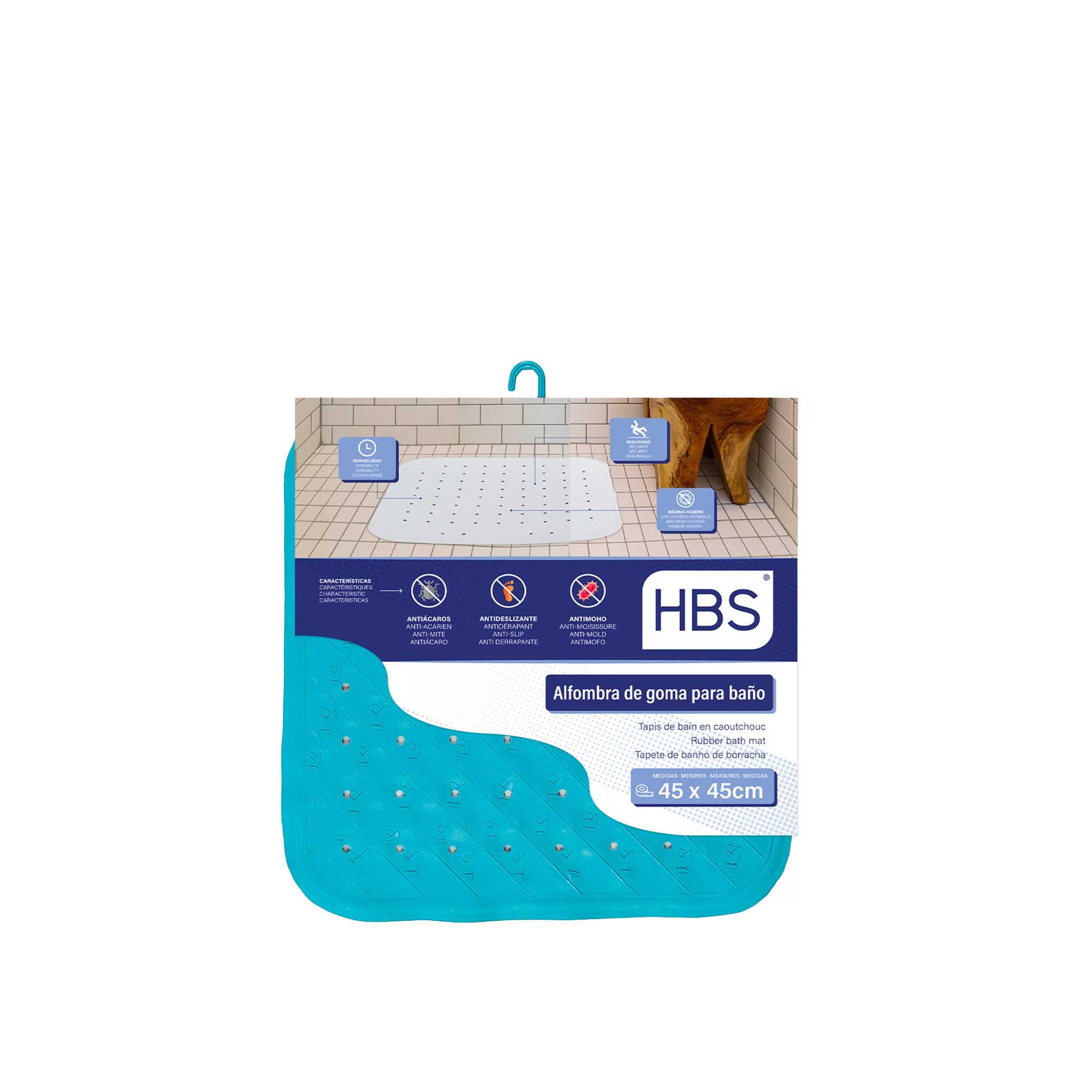 Tapete Banheira Azul 450gr 45X45cm