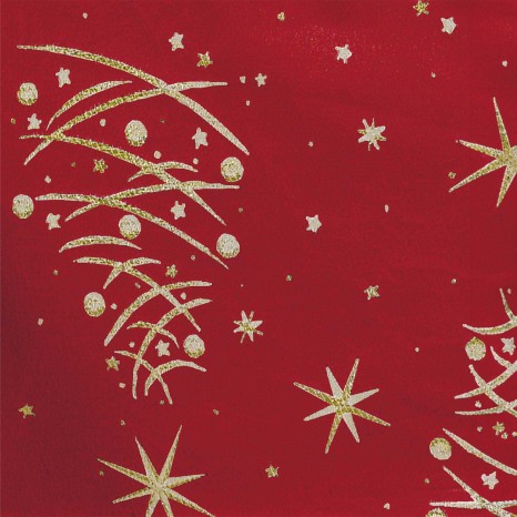 Toalha Natal Estrelas Vermelho / Ouro 150X150cm - Image product