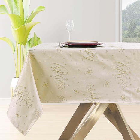 Toalha Natal Estrelas Bege / Ouro 150X350cm - Image product