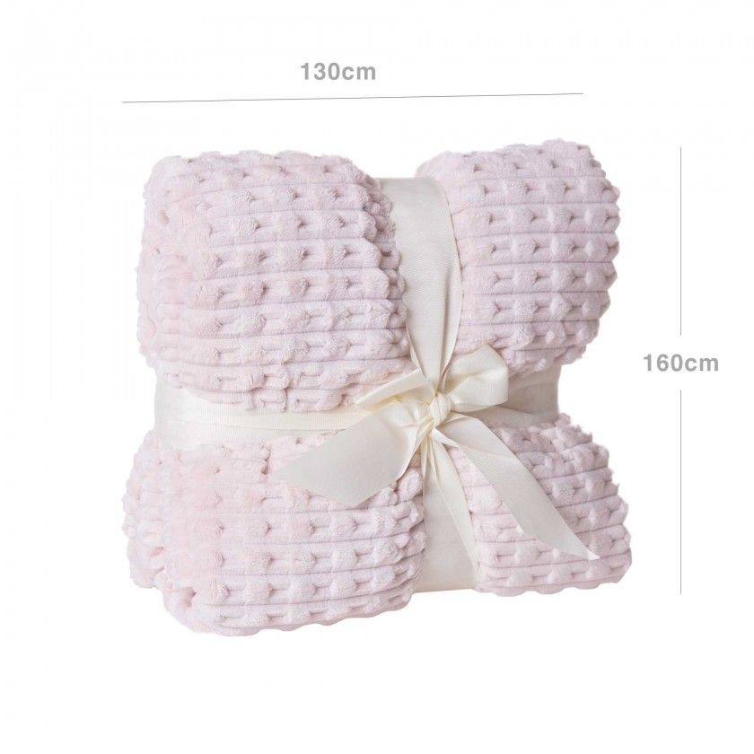 Manta Jacquard Amo Tracejado Rosa 130X160cm