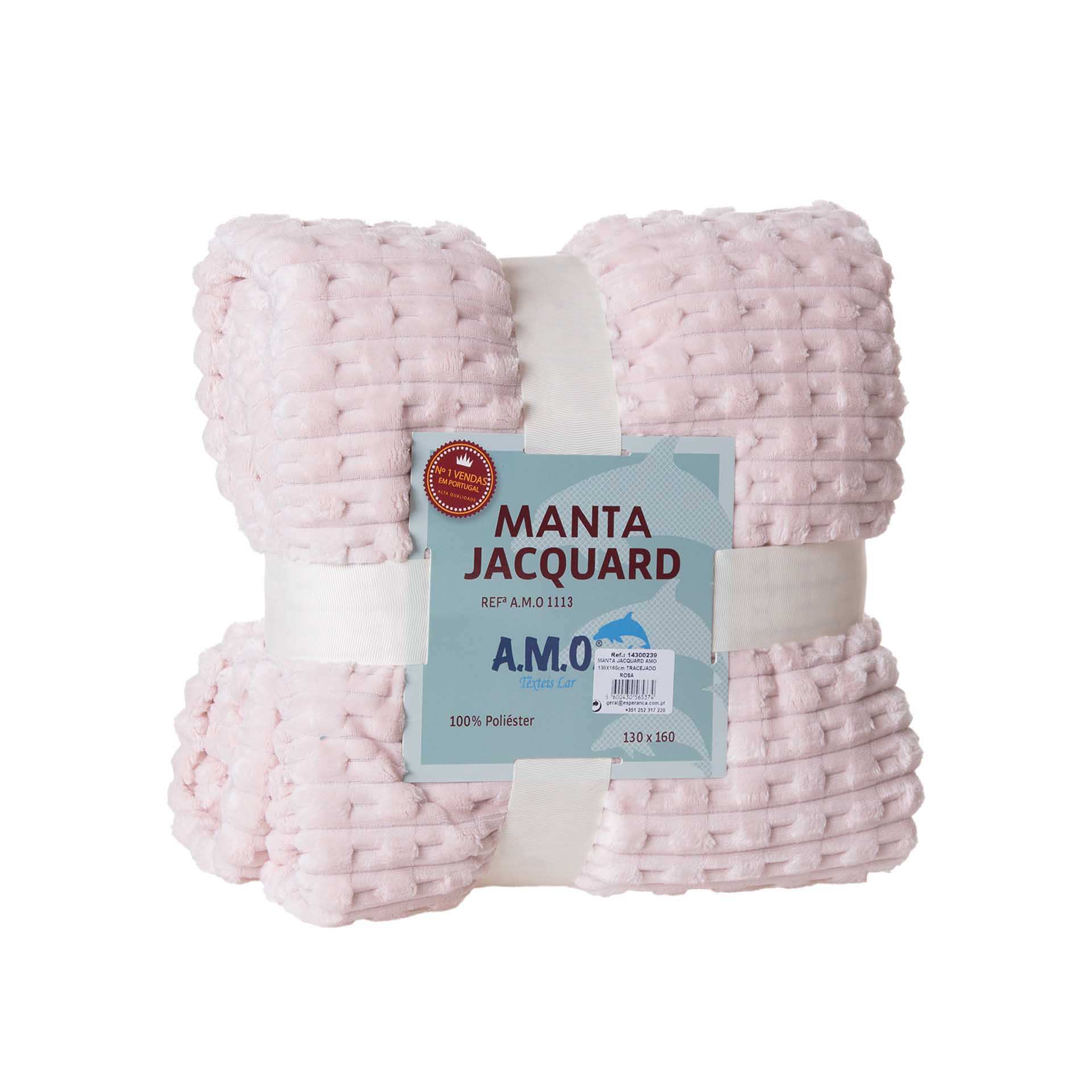 Manta Jacquard Amo Tracejado Rosa 130X160cm