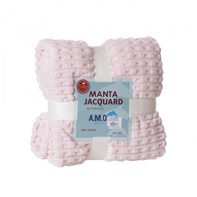 Manta Jacquard Amo Tracejado Rosa 130X160cm