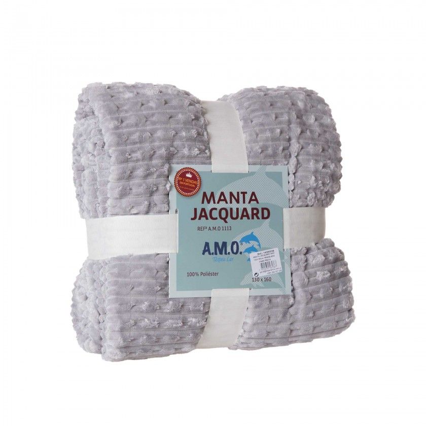 Manta Jacquard Amo Tracejado Cinza Prata 130X160cm