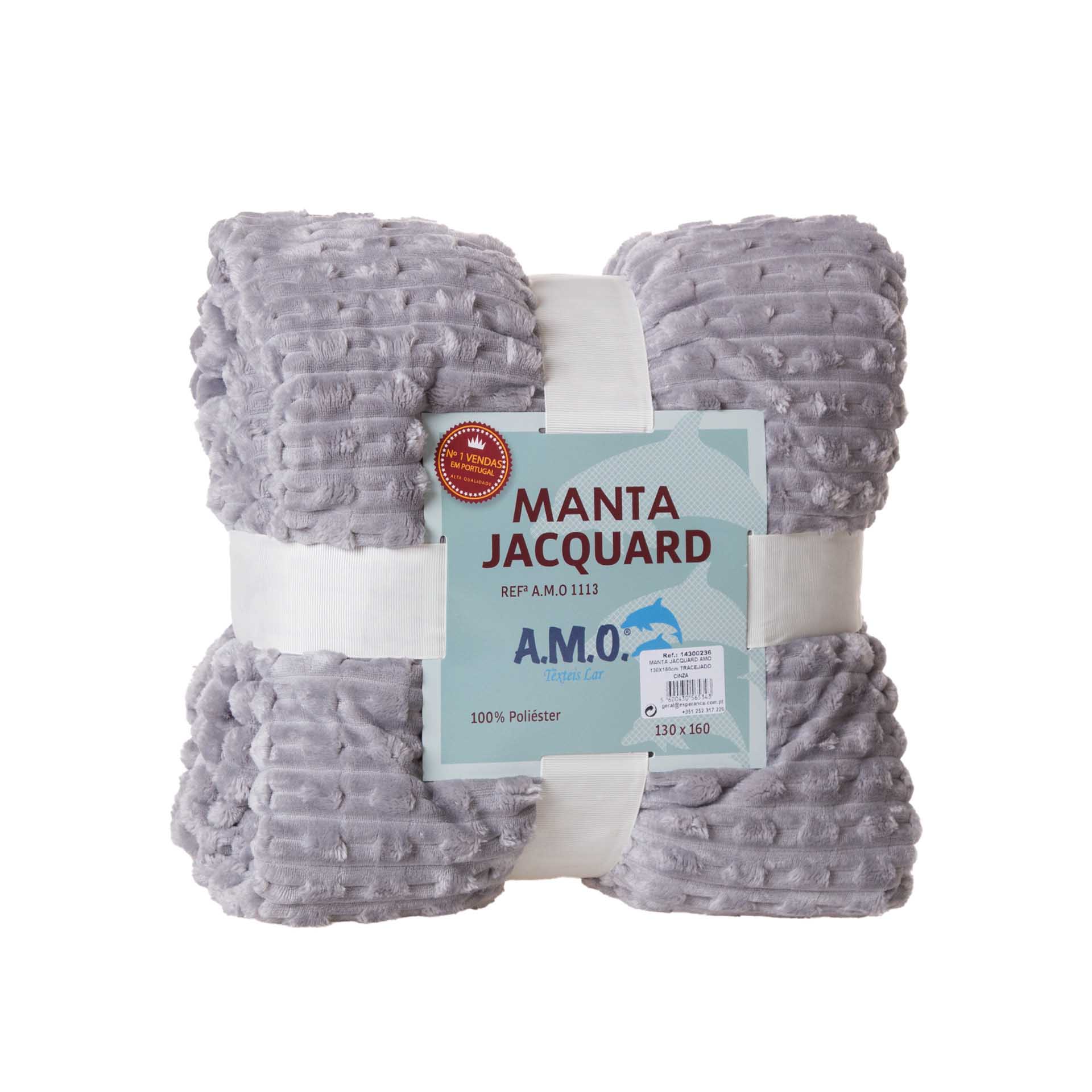 Manta Jacquard Amo Tracejado Cinza 130X160cm