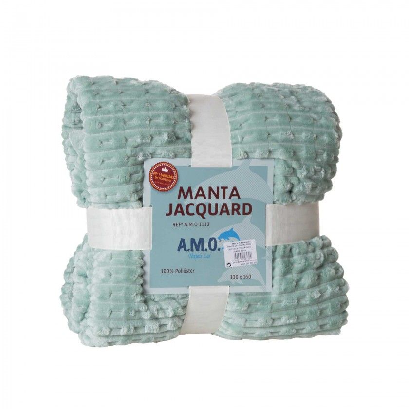 Manta Jacquard Amo Tracejado Verde gua 130X160cm