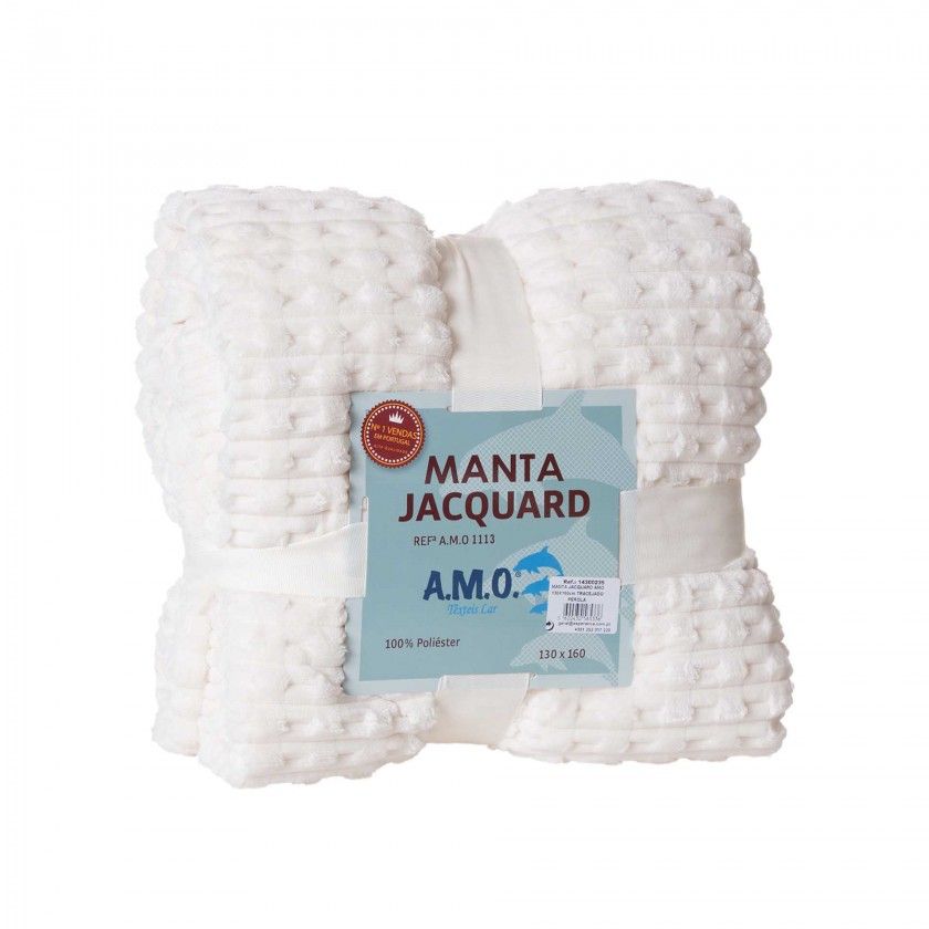 Manta Jacquard Amo Tracejado Prola 130X160cm