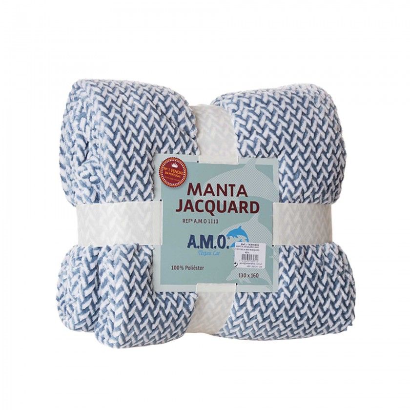 Manta Jacquard Amo Entranado Azul 130X160cm