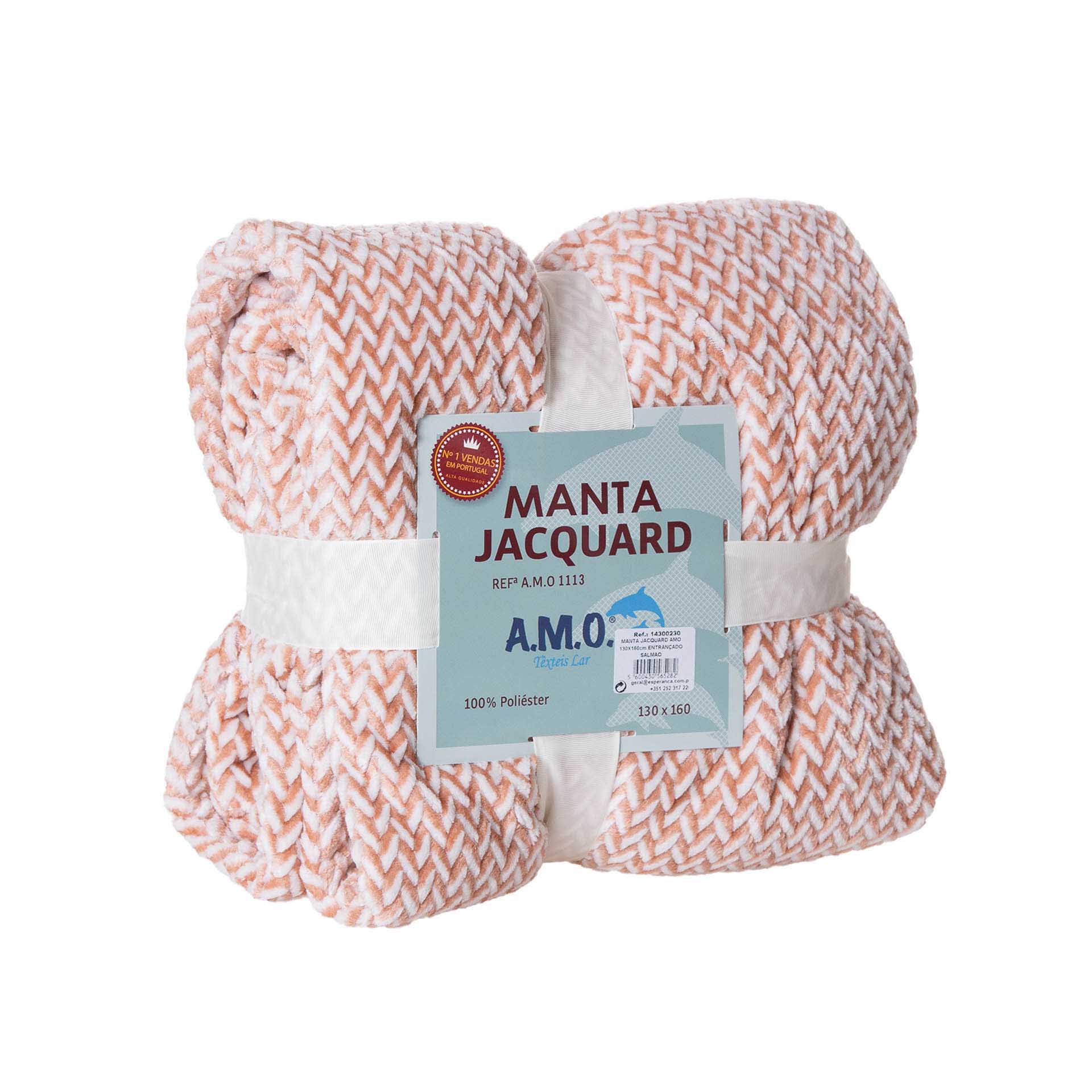 Manta Jacquard Amo Entrançado Salmão 130X160cm