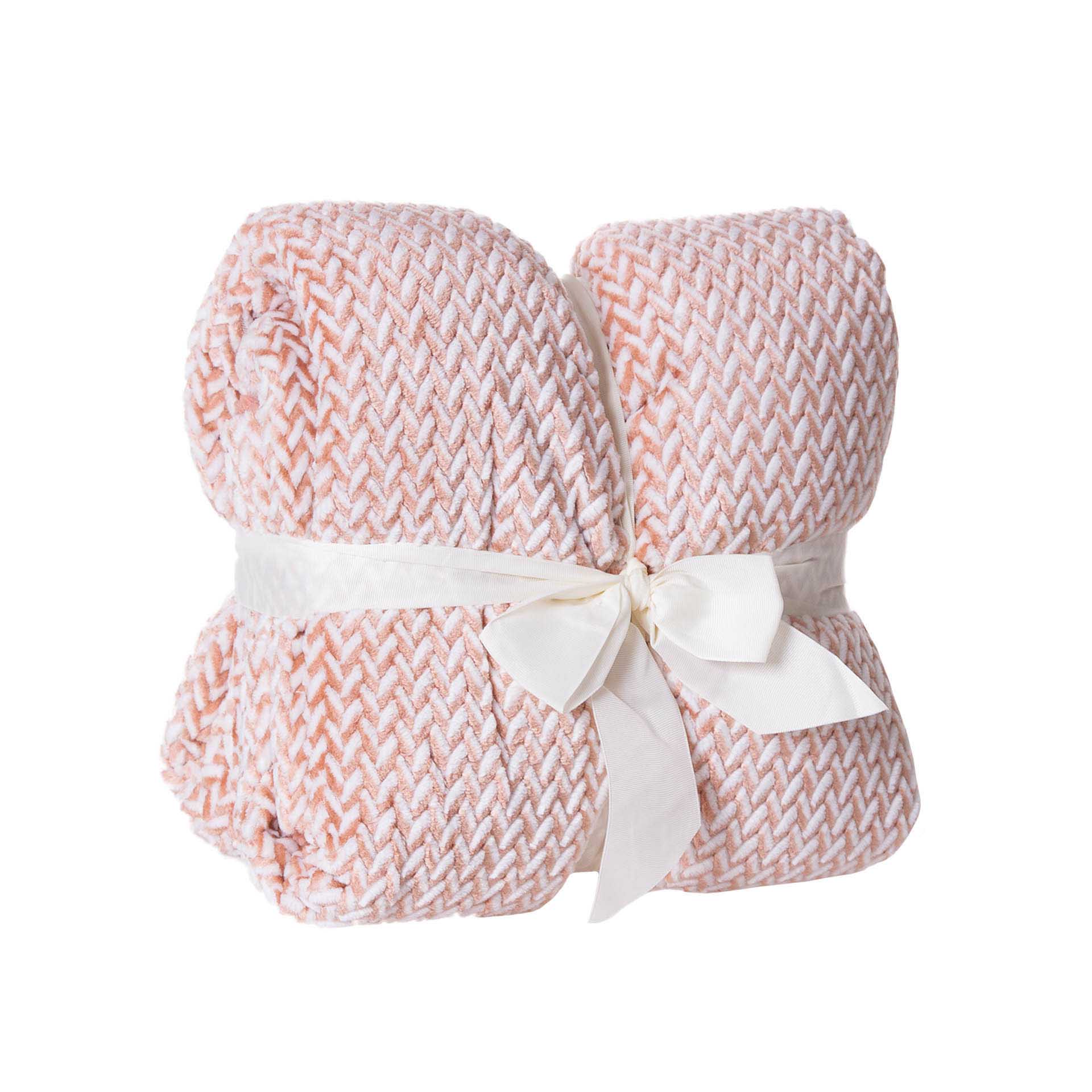 Manta Jacquard Amo Entrançado Salmão 130X160cm