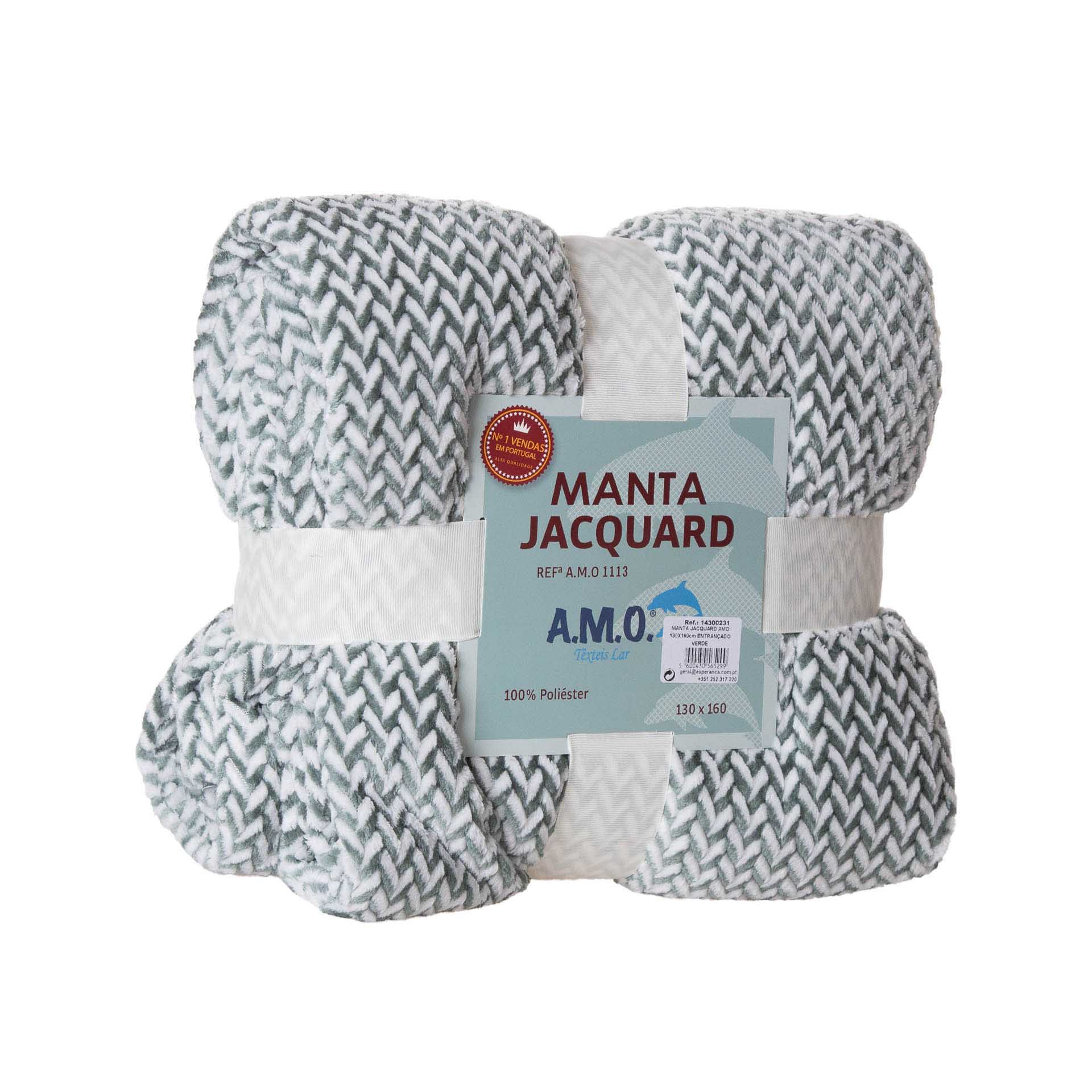 Manta Jacquard Amo Entrançado Verde 130X160cm